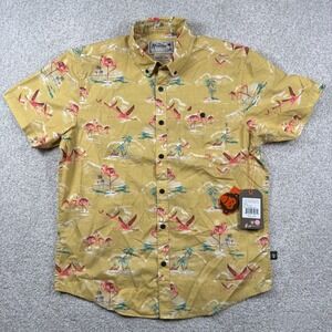 NEW Howler Brothers Mansfield Shirt Men Size M Yellow Flamingo Tropical